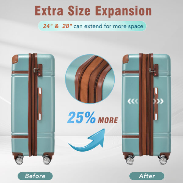 Hardshell Luggage Sets 3 Pieces Luggages and Cosmetic Case Spinner Suitcase with TSA Lock Lightweight, Green - Image 9