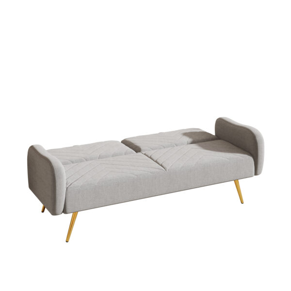 Gray 71" Fabric Double Sofa with Split Backrest Includes Two Throw Pillows - Image 8