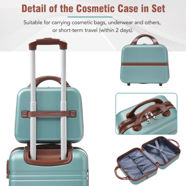 Hardshell Luggage Sets 3 Pieces Luggages and Cosmetic Case Spinner Suitcase with TSA Lock Lightweight, Green - Image 5