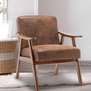 Medieval Modern Chair, Solid Wood Frame Living Room Chair, Accent Chair with Ultra Thick Backrest