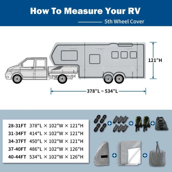 Umbrauto 5th Wheel RV Cover Upgraded 7 Layers Top Anti-UV Waterproof Breathable Camper Covers - Image 2