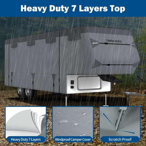 Umbrauto 5th Wheel RV Cover Upgraded 7 Layers Top Anti-UV Waterproof Breathable Camper Covers - Image 7