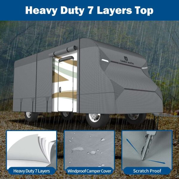 Umbrauto RV Cover Class C Upgraded 7 Layers Anti-UV Top Panel Motorhome Cover，Gray - Image 8