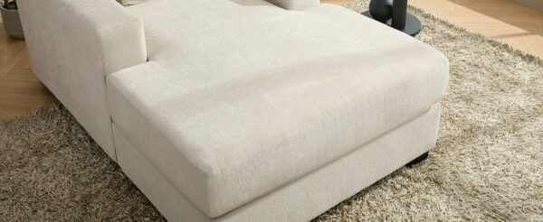 Beige 39.7" Single Chaise Lounger Modern Chair Sofa Couch with Throw Pillows, Charge Station & Cup Holders, Chenille Fabric, Cream - Image 3