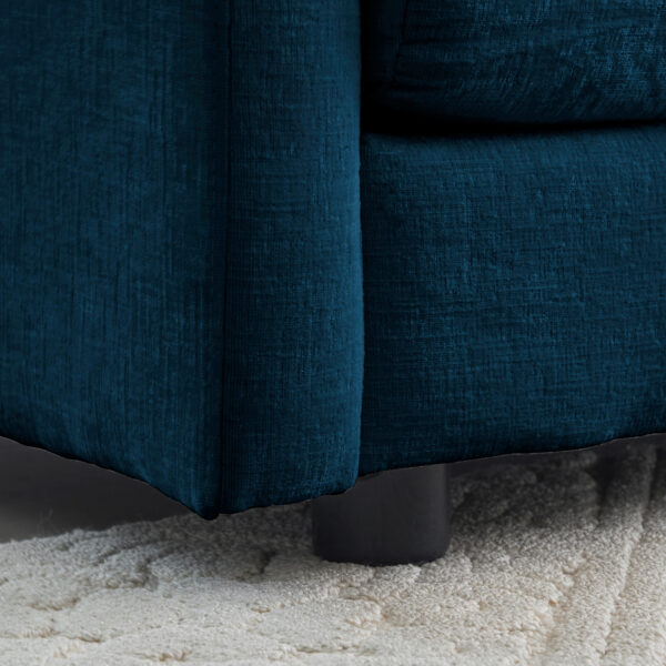 Comfy Single Blue Chenille Sofa with Toss Pillow, Upholstered Reading Armchair, - Image 2