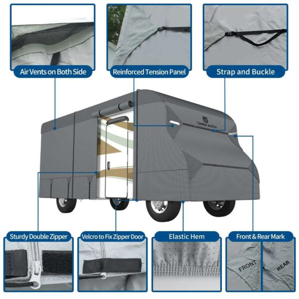 Umbrauto RV Cover Class C Upgraded 7 Layers Anti-UV Top Panel Motorhome Cover，Gray - Image 2