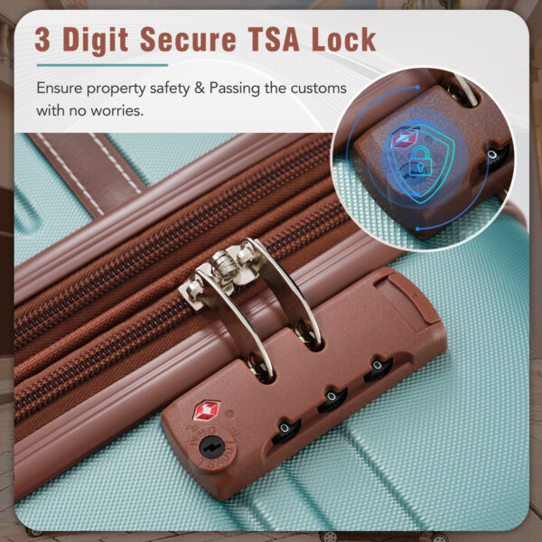 Hardshell Luggage Sets 3 Pieces Luggages and Cosmetic Case Spinner Suitcase with TSA Lock Lightweight, Green - Image 2