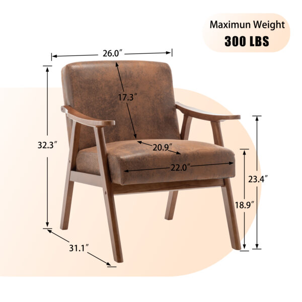 Medieval Modern Chair, Solid Wood Frame Living Room Chair, Accent Chair with Ultra Thick Backrest - Image 3