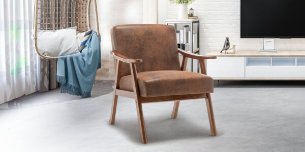 Medieval Modern Chair, Solid Wood Frame Living Room Chair, Accent Chair with Ultra Thick Backrest - Image 7