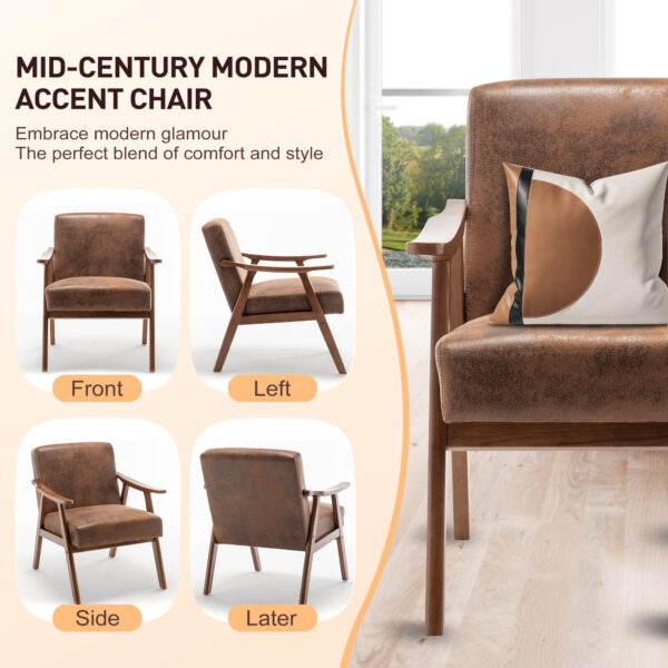 Medieval Modern Chair, Solid Wood Frame Living Room Chair, Accent Chair with Ultra Thick Backrest - Image 9