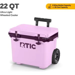 RTIC 22 QT Ultra-Light Wheeled Cooler with Handle, Hard Insulated Portable Ice Chest Box for Beach, Drink, Beverage, Camping, Picnic