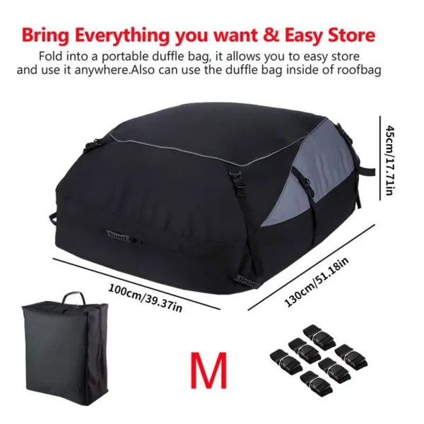 Car 15 & 20 cu ft Roof Bag UV 600D Cloth Outdoor SUV Foldable Travel Equipment - Image 5