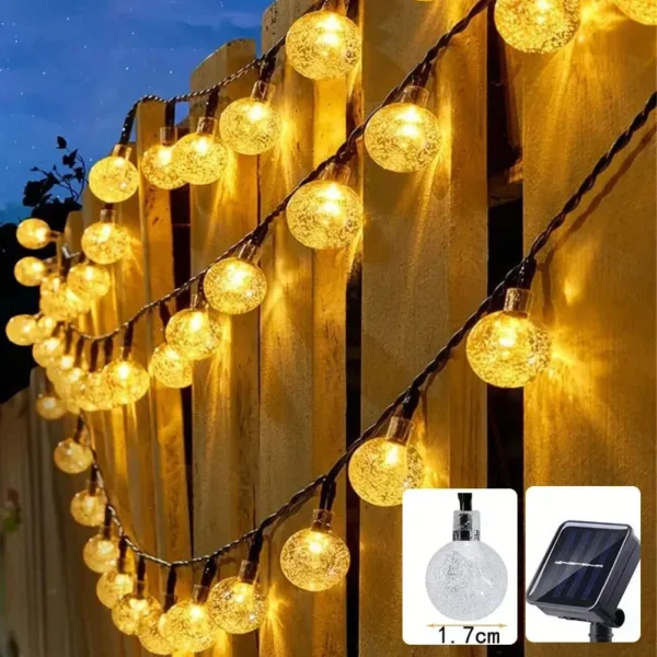 Solar String Lights 100 LED Crystal Globe Solar Lights Outdoor IP65 Waterproof with 8 Modes for Garden Tree Patio Party Decor - Image 7