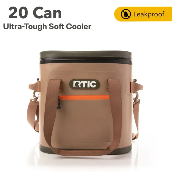 RTIC 20 Can Ultra-Tough Soft Cooler, Leakproof Cooler, Waterproof Zipper, Black