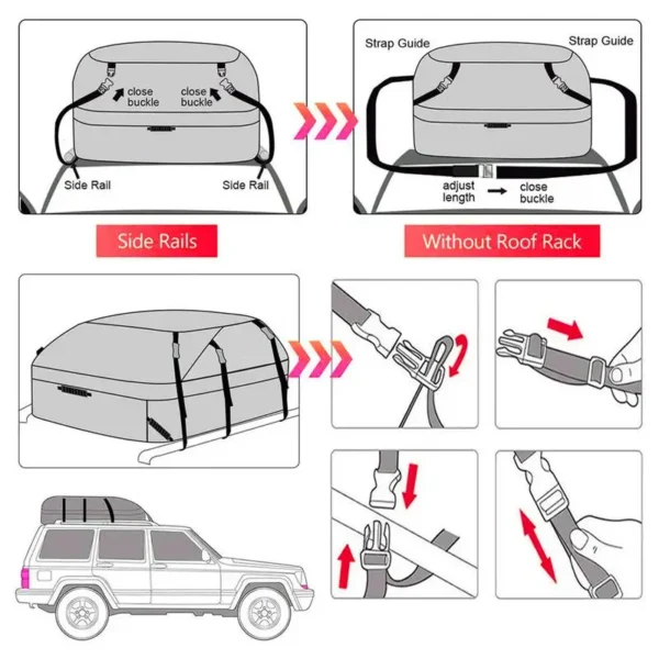 Car 15 & 20 cu ft Roof Bag UV 600D Cloth Outdoor SUV Foldable Travel Equipment - Image 6