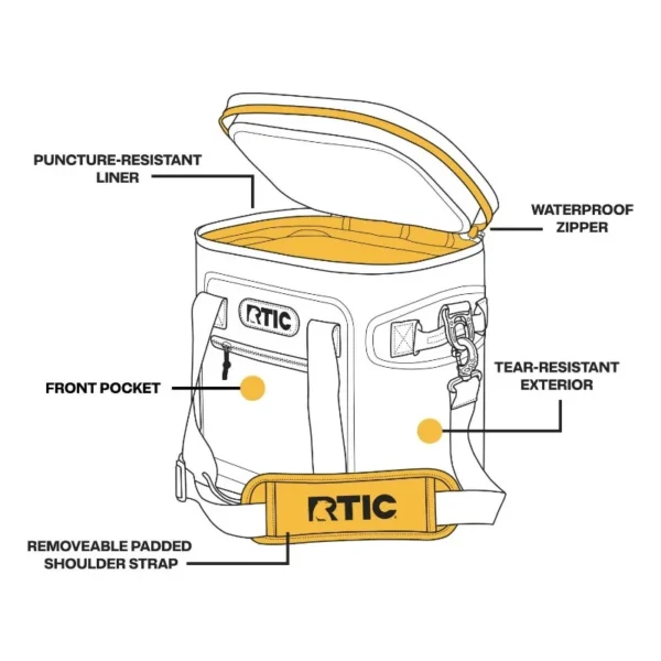 RTIC 20 Can Ultra-Tough Soft Cooler, Leakproof Cooler, Waterproof Zipper, Black - Image 5