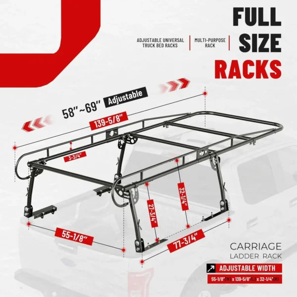 1000 LBS Adjustable Universal Truck Bed Rack Kayak Tent Cargo Box - Image 3