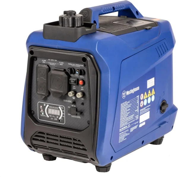 Westinghouse 2550 Peak Watt Super Quiet & Lightweight Portable Inverter Generator, RV Ready 30A Outlet, Gas Powered, Parallel Capable, Blue - Image 3