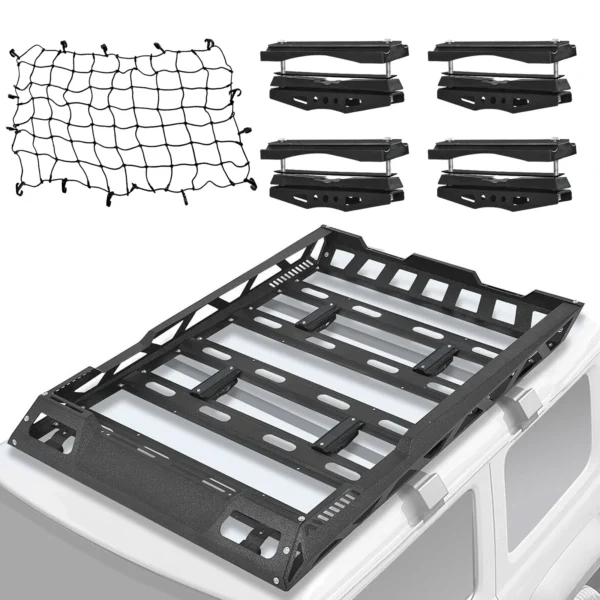 55" x 41" Universal Roof Rack Cargo Basket with Cargo Net Heavy Duty Steel Carrier - Image 6