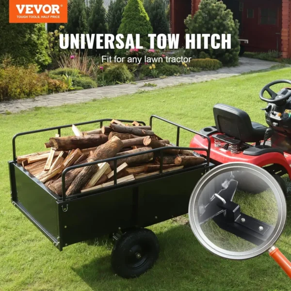 VEVOR Heavy Duty ATV Dump Cart - Steel Tow Behind trailer, 750 lbs limit, 15 Cubic Feet Garden Utility with Removable Sides - Image 2