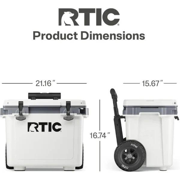 RTIC 22 QT Ultra-Light Wheeled Cooler with Handle, Hard Insulated Portable Ice Chest Box for Beach, Drink, Beverage, Camping, Picnic - Image 6
