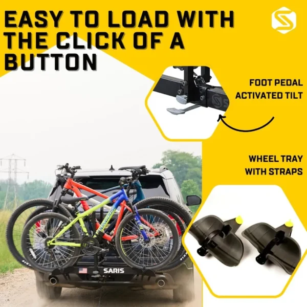 Saris Freedom 4-Bike Hitch Rack – Universal Fit for All Bike Types, 2" Receiver, 190 lb Capacity, Foot Pedal Tilt, Secure Ratcheting - Image 2