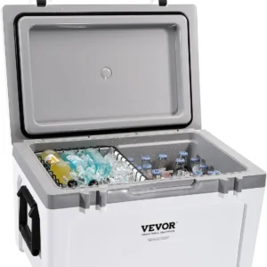 VEVOR 52 QT Portable Cooler,Hard Cooler with Ice Retention, Heavy-Duty Handles and Strap, Lightweight Rigid Material Insulated Portable Cool