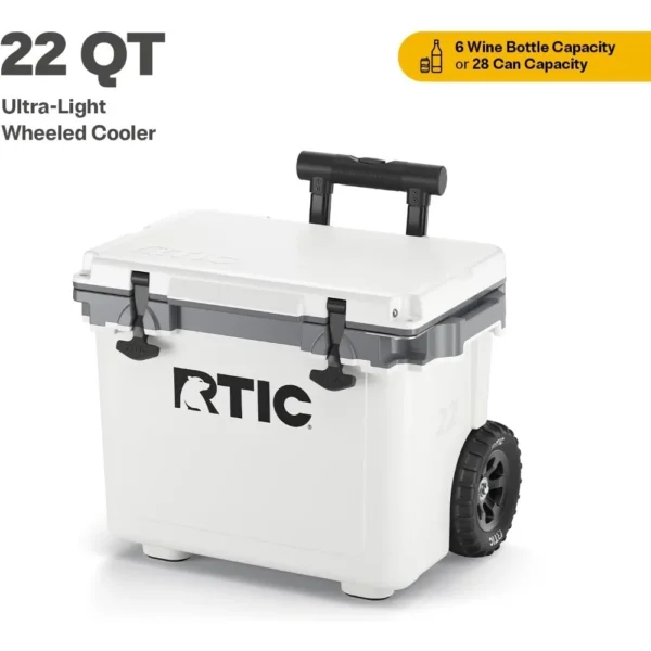 RTIC 22 QT Ultra-Light Wheeled Cooler with Handle, Hard Insulated Portable Ice Chest Box for Beach, Drink, Beverage, Camping, Picnic - Image 2