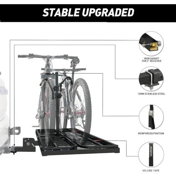 Multi-Use Folding Hitch Basket & Bike Cargo Carrier 60" x 24" x 14" Trailer Hitch 500 LBS Capacity - Image 3