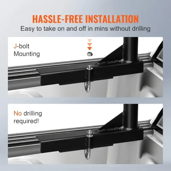 VEVOR Universal Extendable Steel Truck Lumber Ladder Rack - 800 lbs Capacity, 46-71 inch, Non-Drilling - Image 5