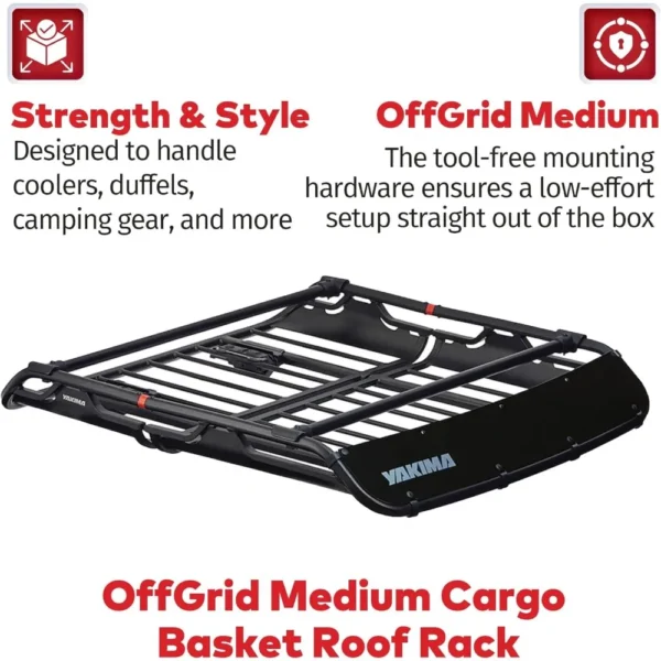 Yakima OffGrid Cargo Basket Black M Roof Rack Medium Quick Release Mounting System - Image 3