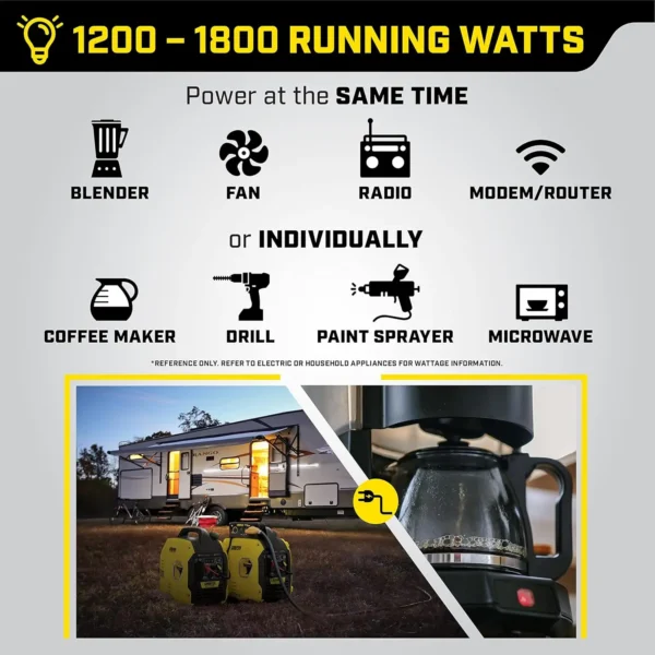 Champion Dual Fuel 2500 Watt Ultralight Portable Inverter Generator with Quiet Technology and CO Shield, Yellow - Image 3