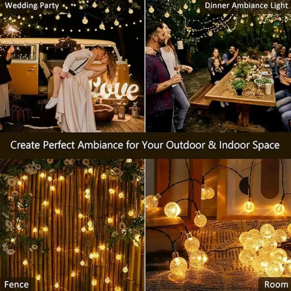 Solar String Lights 100 LED Crystal Globe Solar Lights Outdoor IP65 Waterproof with 8 Modes for Garden Tree Patio Party Decor - Image 5