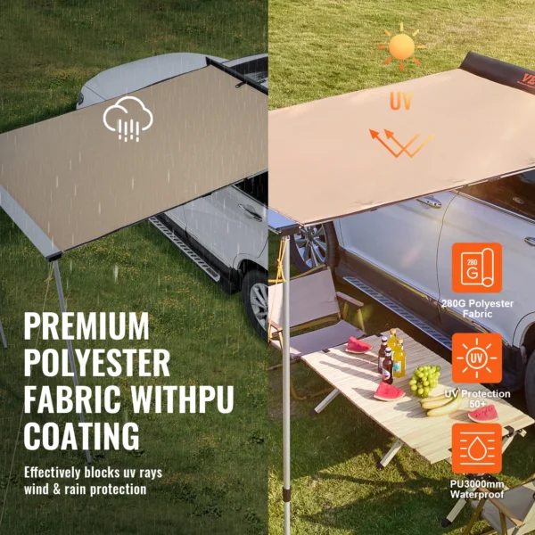 VEVOR (Different Sizes) Vehicle Awning Retractable Car Side Awning Car Awning with Waterproof Storage Bag  Suitable for Truck SUV Van Campers - Image 6