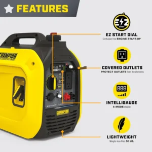 Champion 2500-Watt Ultralight Power Equipment Portable Inverter Generator with Quiet Technology and CO Shield Yellow
