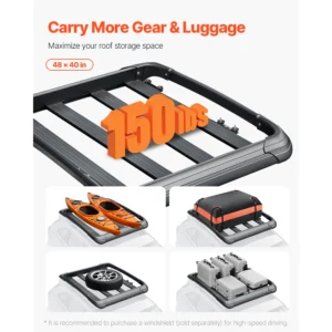 VEVOR Roof Rack Cargo Carrier 48" x 40" x 5.6“ Universal Rooftop Cargo Basket Car Top Luggage Holder Anti-Rust Alloy Steel for Van SUV Truck Car