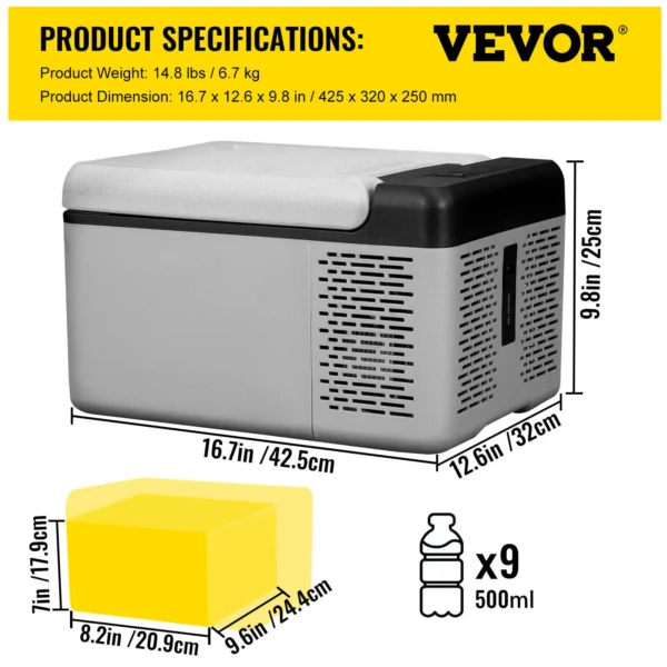VEVOR C15 Car 15L Refrigerator Portable Compressor Fridge Cooler DC 110-240V AC - Image 8