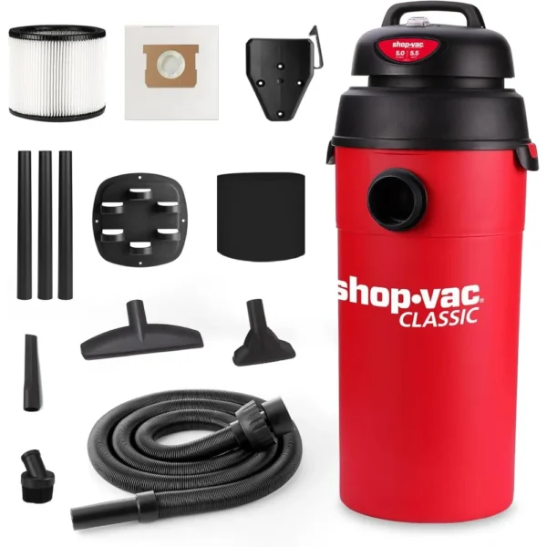Shop-Vac 5 Gallon 5.5 Peak HP Wet/Dry Vacuum, Wall Mountable Compact Shop Vacuum with 6-23