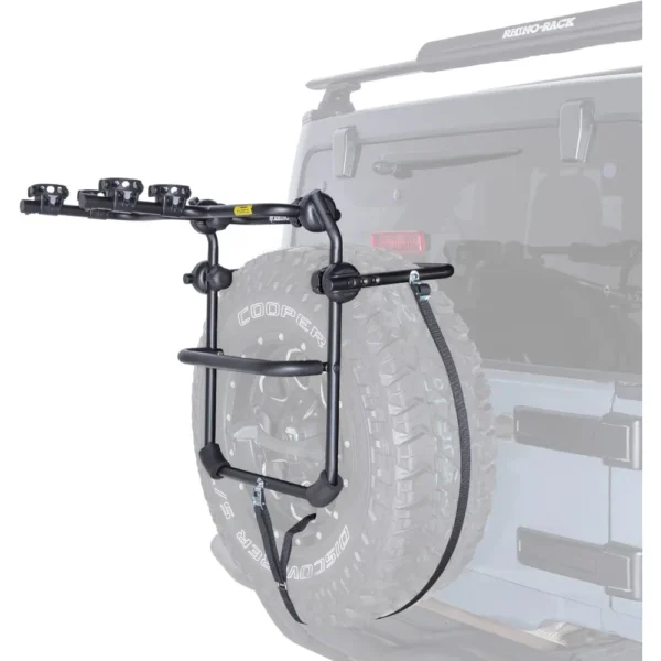 Rhino-Rack Spare Tire Bike Rack, 2 Bike Carrier, Holds Many Types of Bikes, Black (RBC025)