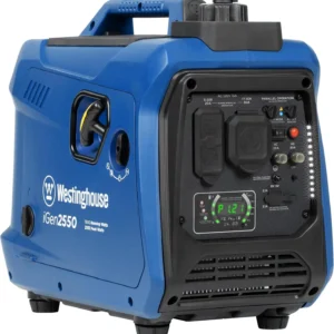 Westinghouse 2550 Peak Watt Super Quiet & Lightweight Portable Inverter Generator, RV Ready 30A Outlet, Gas Powered, Parallel Capable, Blue