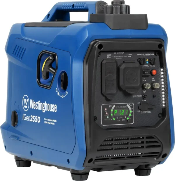 Westinghouse 2550 Peak Watt Super Quiet & Lightweight Portable Inverter Generator, RV Ready 30A Outlet, Gas Powered, Parallel Capable, Blue - Image 7