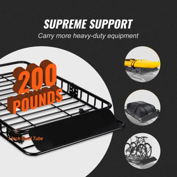 VEVOR Roof Rack Cargo Basket 46" / 51" /  64" Rooftop Cargo Carrier Heavy-Duty 200 LBS Capacity Van SUV Truck Vehicle - Image 4