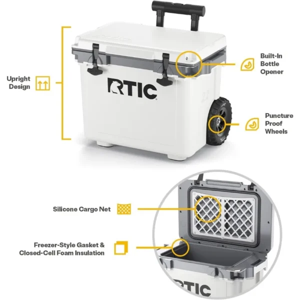 RTIC 22 QT Ultra-Light Wheeled Cooler with Handle, Hard Insulated Portable Ice Chest Box for Beach, Drink, Beverage, Camping, Picnic - Image 5