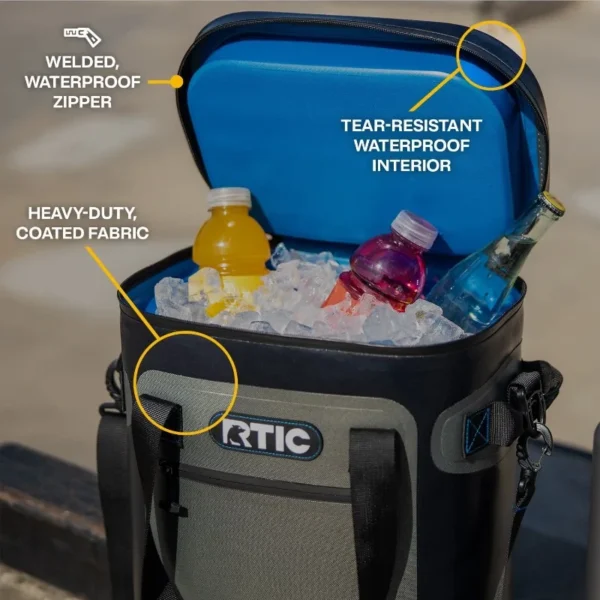 RTIC 20 Can Ultra-Tough Soft Cooler, Leakproof Cooler, Waterproof Zipper, Black - Image 4