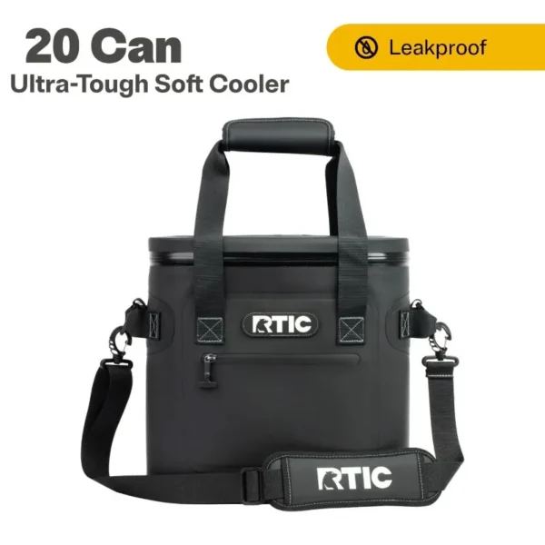 RTIC 20 Can Ultra-Tough Soft Cooler, Leakproof Cooler, Waterproof Zipper, Black - Image 2