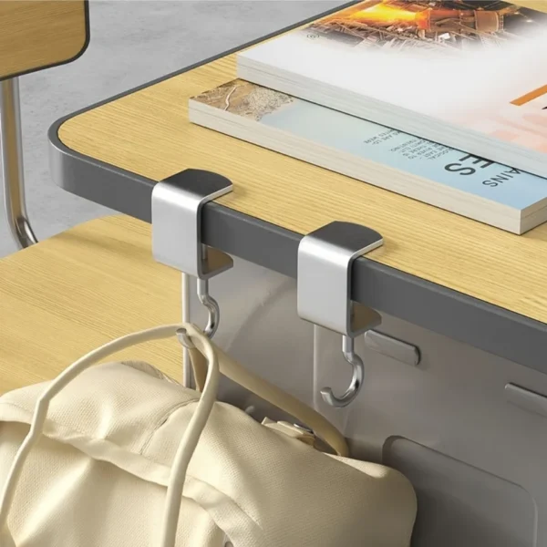 2pcs 360° Rotatable Steel Table Hooks - Detachable, Non-Destructive Installation for Office Desks, School Dormitories - Image 7