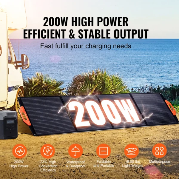 VEVOR Universal Solar Panel - Great for Generators - Foldable Charger Efficiency Waterproof for Generator - Image 3