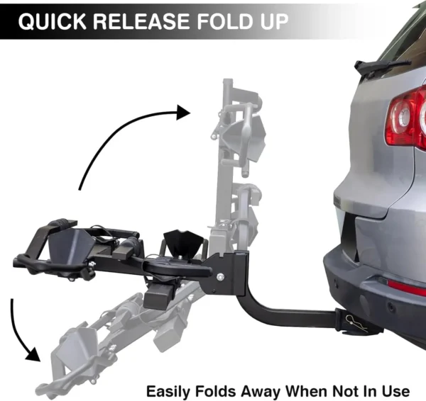 Car 2" Hitch Bike Rack, Carry 2 Bikes up to 75 lbs Each for Standard, Fat Tire and Electric Bicycles Foldable Ebike Rack - Image 2