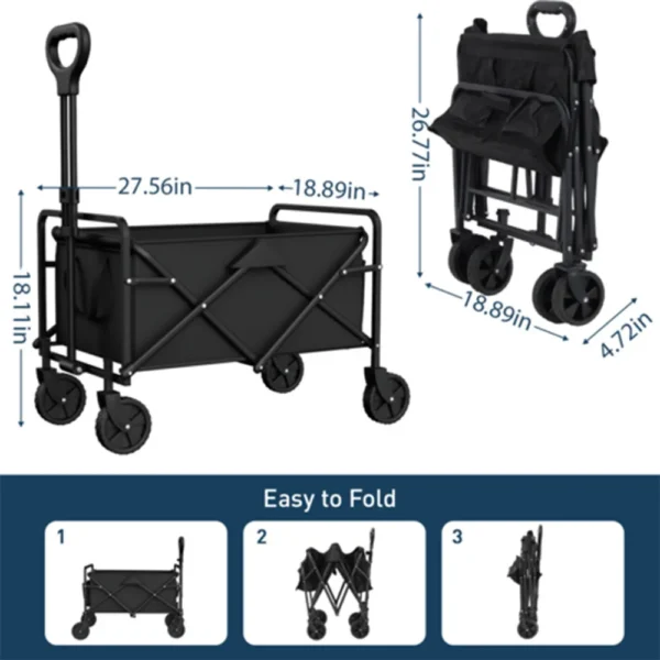 Foldable Multi-Use Wagon Cart Portable Camping Outdoor Cart Shopping Utility - Image 3