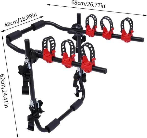 Car 3 Bike Rack Hatchback Trunk, 3 Bicycle Carrier - Image 2